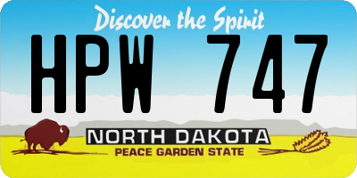 ND license plate HPW747