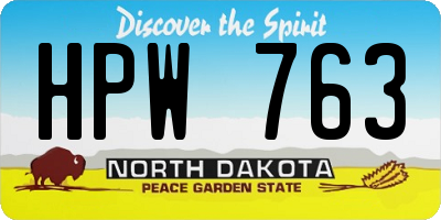 ND license plate HPW763
