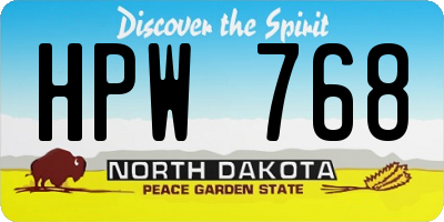 ND license plate HPW768