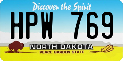 ND license plate HPW769