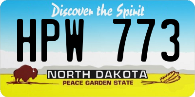 ND license plate HPW773