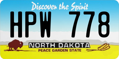 ND license plate HPW778