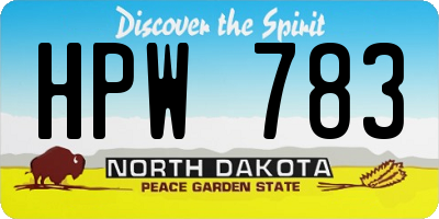 ND license plate HPW783