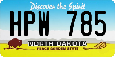 ND license plate HPW785