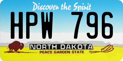 ND license plate HPW796
