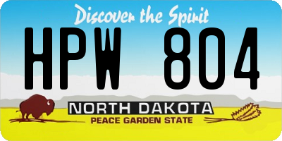 ND license plate HPW804