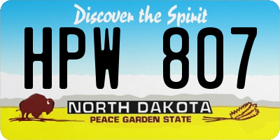 ND license plate HPW807