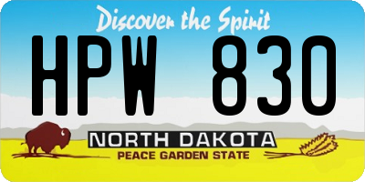 ND license plate HPW830