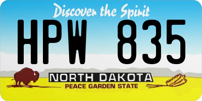ND license plate HPW835