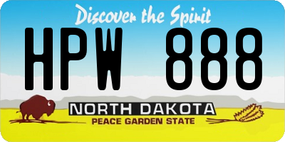 ND license plate HPW888