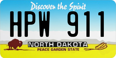 ND license plate HPW911