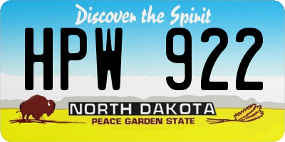 ND license plate HPW922