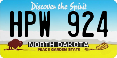 ND license plate HPW924