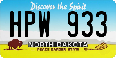 ND license plate HPW933