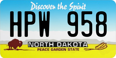 ND license plate HPW958