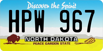 ND license plate HPW967