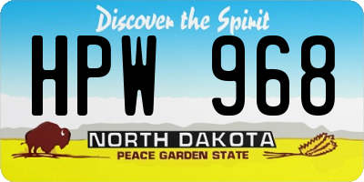ND license plate HPW968