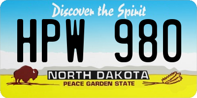 ND license plate HPW980