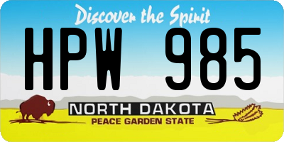 ND license plate HPW985