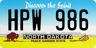 ND license plate HPW986