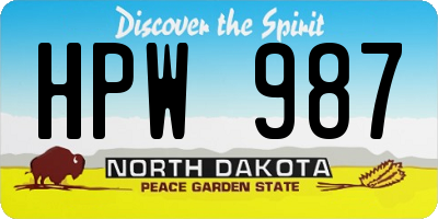 ND license plate HPW987