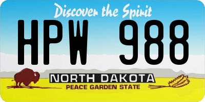 ND license plate HPW988