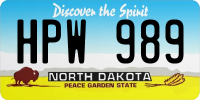 ND license plate HPW989