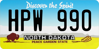 ND license plate HPW990