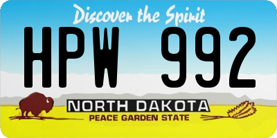 ND license plate HPW992