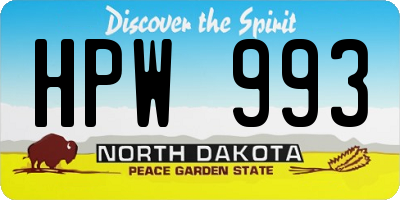 ND license plate HPW993