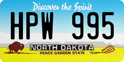 ND license plate HPW995