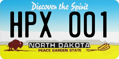 ND license plate HPX001