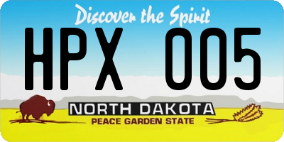 ND license plate HPX005