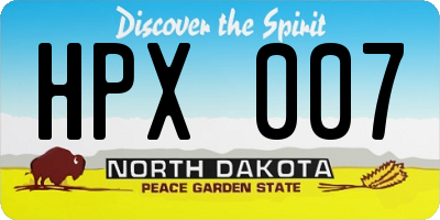 ND license plate HPX007