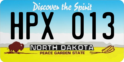 ND license plate HPX013