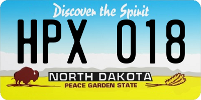 ND license plate HPX018