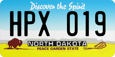 ND license plate HPX019