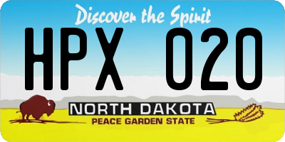 ND license plate HPX020