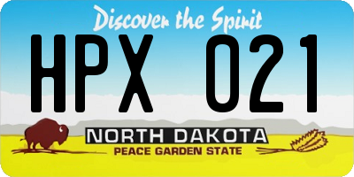 ND license plate HPX021
