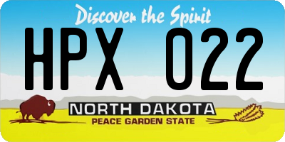 ND license plate HPX022
