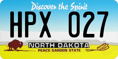 ND license plate HPX027