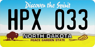 ND license plate HPX033