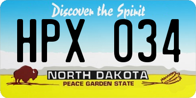 ND license plate HPX034