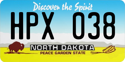 ND license plate HPX038