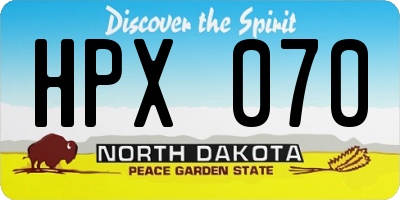 ND license plate HPX070