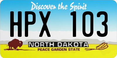 ND license plate HPX103