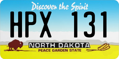 ND license plate HPX131