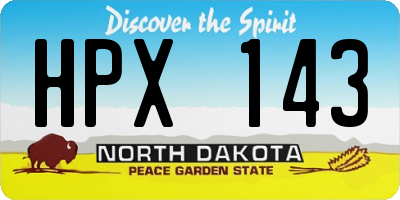 ND license plate HPX143