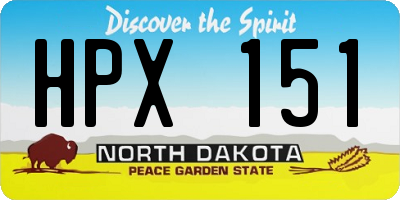 ND license plate HPX151