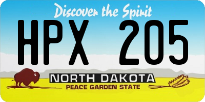 ND license plate HPX205